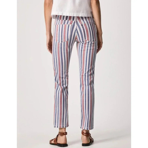 Pepe Jeans Womens Skyler Stripe Straight Trouser Pants Multi Sz 27/30 - Picture 2 of 16
